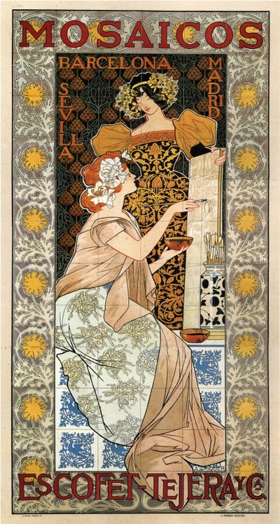 Plakat reklamowy Mosaics Escofet-Tejera, 1900 autorstwa Alexandre de Riquer