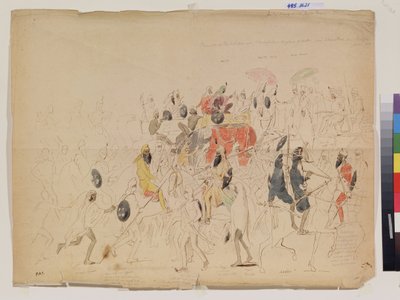 Spotkanie Maharadży Sher Singha (1807-1843) z Pendżabu (Indie) i brytyjskiego ambasadora Clarka (?) w 1842 r. Praca Aleksieja Dmitrijewicza Saltykowa (1806-1859), ołówek, akwarela i tusz na papierze autorstwa Alexei Dmitrievich Saltykov