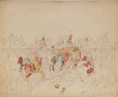 Maharadża Sher Singh z Pendżabu i jego dwór, 1846 autorstwa Alexei Dmitriyevich Saltykov