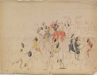 Spotkanie Maharadży Sher Singha z Pendżabu i brytyjskiego ambasadora Clarka w 1842 r., 1842 r autorstwa Alexei Dmitriyevich Saltykov