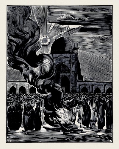 Wyzwolenie kobiet muzułmańskich. Palenie zasłony, 1928 autorstwa Alexei Ilyich Kravchenko