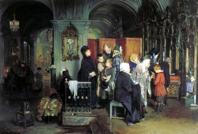 Przed spowiedzią, 1877. autorstwa Alexei Ivanovich Korzukhin