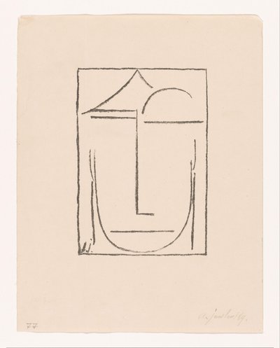 Bez tytułu (głowa) (głowa) stylizowana twarz Kopf I (tytuł oryginalny) autorstwa Alexei Jawlensky (signed by artist)