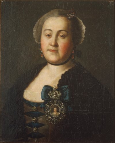 Portret hrabiny Agrypiny Leontievny Apraksiny, koniec lat 50. XVIII wieku autorstwa Alexei Petrovich Antropov