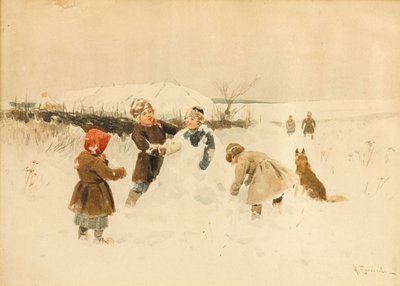 Robienie bałwana, 1891. autorstwa Alexei Stepanovich Stepanov