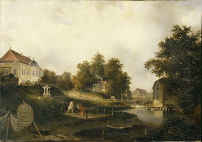Widok w wiejskiej posiadłości Modest Rezvois Marienhof pod Petersburgiem, 1846 r. autorstwa Alexei Yakovlevich Voloskov