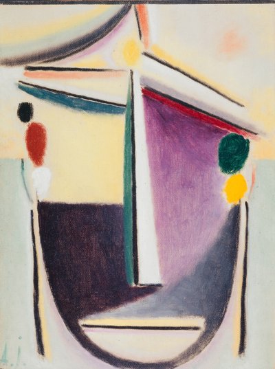 Głowa abstrakcyjna: czarno-żółto-fioletowa, ok. 1922 (olej na tekturze) autorstwa Alexej von Jawlensky