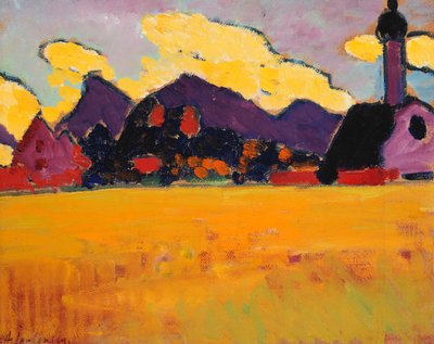 Krajobraz w pobliżu Murnau; Krajobraz w pobliżu Murnau, ok. 1910 autorstwa Alexej von Jawlensky