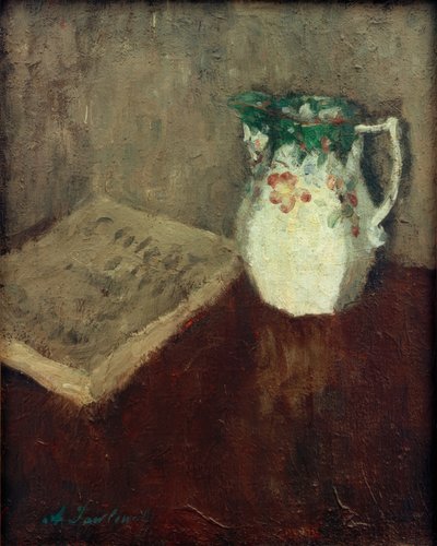 Martwa natura z dzbanem i książką autorstwa Alexej von Jawlensky