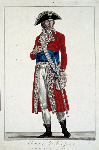 Grawerowanie prefekta w czerwonym kostiumie autorstwa Alexisa Chataigniera (1772-1817) autorstwa Alexis Chataigner