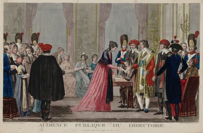 Rozprawa publiczna Dyrektoriatu, ok. 1797 r. autorstwa Alexis Chataignier