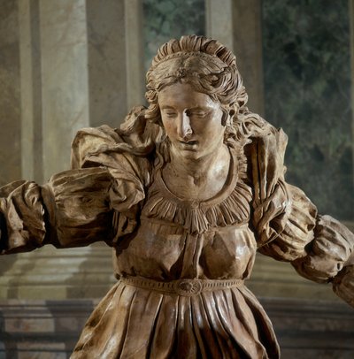 Maria Magdalena, fragment Opłakiwania Chrystusa, w Kaplicy Błogosławionego Aldrovandi (terakota) autorstwa Alfonso Lombardi