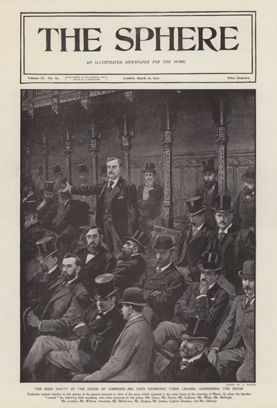Irlandzki poseł John Redmond zwracając się do Izby Gmin (lito) autorstwa Alfred (after) Pearse