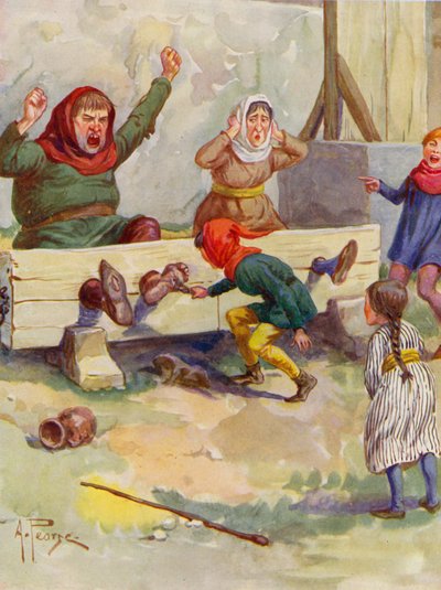 Wesoła Anglia: W zapasach (kolorowa litografia) autorstwa Alfred (after) Pearse