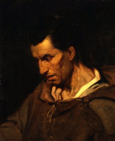Wariat z urojeniami pobożności przebrany za zakonnika (olej na płótnie) autorstwa Alfred (attr. to) Dehodencq
