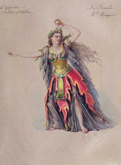 Projekt kostiumu na Discord w balecie „Coppelia” Leo Delibesa (1836-91) autorstwa Alfred Albert