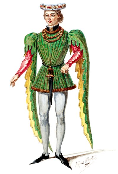 Halévy - La magicienne - modele kostiumów autorstwa Alfreda Alberta - 02. Seigneur, chór męski (wyretuszowany) autorstwa Alfred Albert