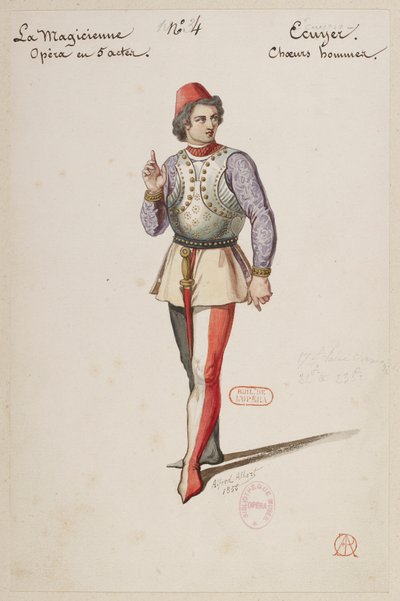 Halévy - La magicienne - modele kostiumów autorstwa Alfreda Alberta - 04. Ecuyer, chór męski autorstwa Alfred Albert