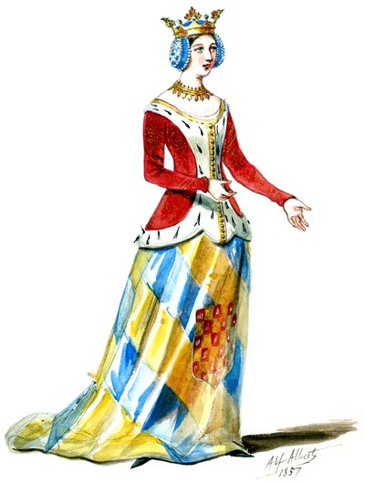 Halévy - La magicienne - modele kostiumów autorstwa Alfreda Alberta - 06. Hrabina Poitou. Dames de cour, chór (wyretuszowany) autorstwa Alfred Albert