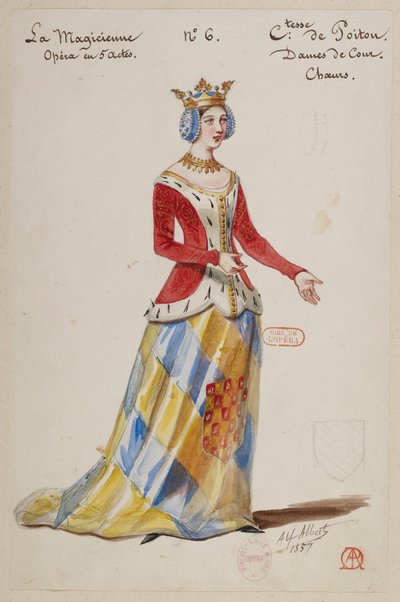 Halévy - La magicienne - modele kostiumów autorstwa Alfreda Alberta - 06. Hrabina Poitou. Damy dworu, chór autorstwa Alfred Albert