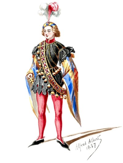 Halévy - La magicienne - modele kostiumów autorstwa Alfreda Alberta - 09. Strona. Ośmiu statystów (wyretuszowanych) autorstwa Alfred Albert