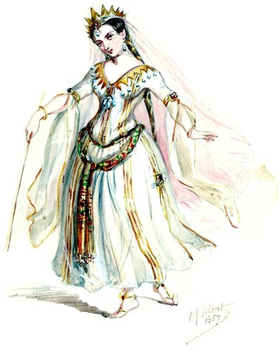 Halévy - La magicienne - modele kostiumów autorstwa Alfreda Alberta - 10. wróżki, chór damski (retusz) autorstwa Alfred Albert