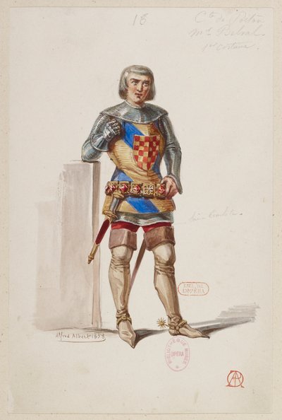 Halévy - La magicienne - modele kostiumów Alfreda Alberta - 16. Comte de Poitou, 1. kostium, M. Belval autorstwa Alfred Albert
