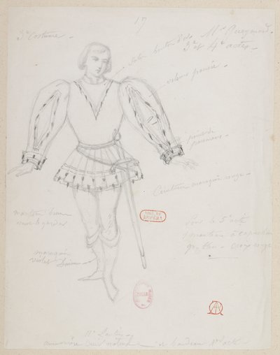 Halévy - La magicienne - modele kostiumów Alfreda Alberta - 17 (Réné), M. Gueymard, 3. kostium, 3. i 4. akt autorstwa Alfred Albert