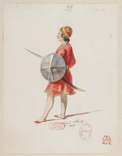 Halévy - La magicienne - modele kostiumów autorstwa Alfreda Alberta - 31. Gra w szachy, pionki (Saraceni) autorstwa Alfred Albert