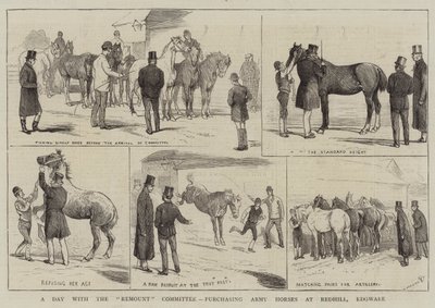 Dzień z Komitetem Remount, kupując konie wojskowe w Redhill, Edgware autorstwa Alfred Chantrey Corbould