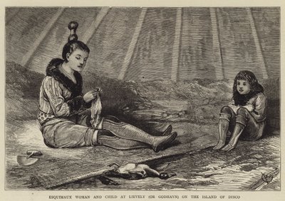 Eskimoska Kobieta i Dziecko w Lievely (lub Godhavn) na wyspie Disco autorstwa Alfred Chantrey Corbould