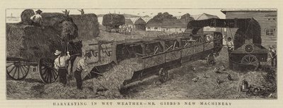 Zbiór przy deszczowej pogodzie, nowa maszyna pana Gibbsa autorstwa Alfred Chantrey Corbould