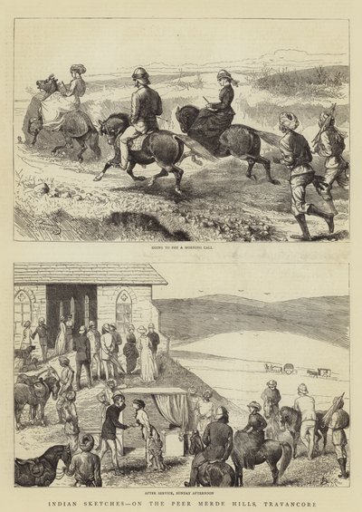 Szkice indyjskie, na wzgórzach Peer Merde, Travancore autorstwa Alfred Chantrey Corbould
