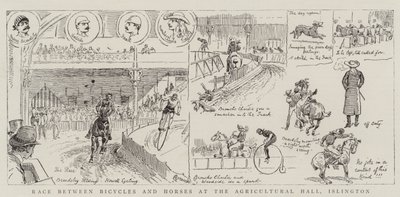 Wyścig Rowerów i Koni w Hali Rolniczej w Islington autorstwa Alfred Chantrey Corbould