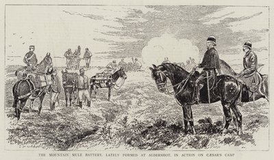 Bateria Mułów Górskich, ostatnio uformowana w Aldershot, w akcji na Obóz Cezara autorstwa Alfred Chantrey Corbould