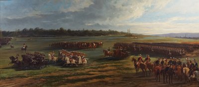 Przegląd dywizji kawalerii gwardii Longchamp przez Napoleona III i Franciszka Józefa I Austrii, 25 października 1867 autorstwa Alfred Charles Ferdinand Decaen