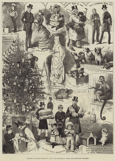 Bazar w pokojach Willisa na pomoc domom dla biednych dzieci dr Barnardo autorstwa Alfred Courbould