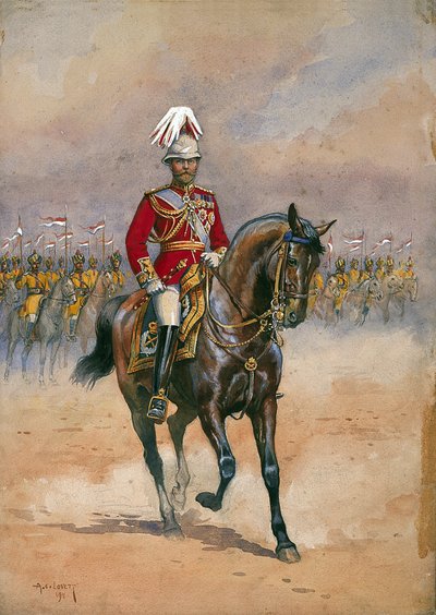 Jego Wysokość Król Cesarz, 1910, ilustracja do „Armii Indii” majora G.F. MacMunn, wyd. 1911 autorstwa Alfred Crowdy Lovett