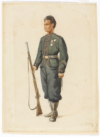 Strzelec 4. Pułku Gurkha w kolejności musztry autorstwa Alfred Crowdy Lovett
