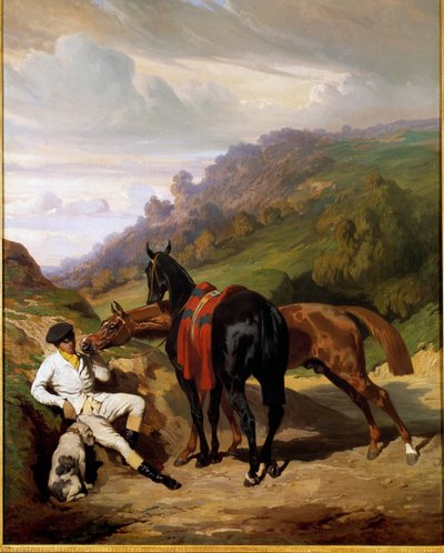 Biały chłopiec i jego konie Obraz Alfreda De Dreux (1810-1860). 19 wiek. Prywatna kolekcja autorstwa Alfred Dedreux