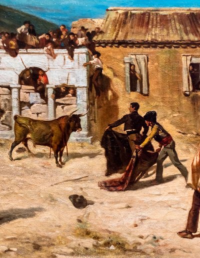 Walka z novillos, szczegóły autorstwa Alfred Dehodencq