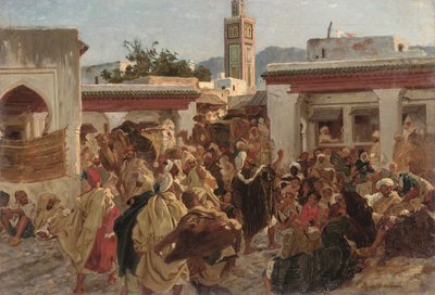 Marokańska scena uliczna (olej na płótnie) autorstwa Alfred Dehodencq