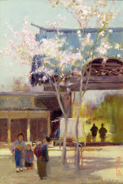 Cherry Trees at the Sammon, c.1889 (olej na panelu) autorstwa Alfred East