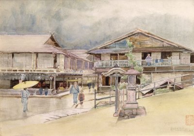 Deszczowy dzień w Yumoto, 1889 autorstwa Alfred East