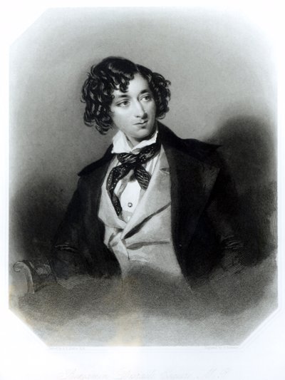 Portret Benjamina Disraeli Esquire (1804-81) MP, grawerowany przez H. Robinsona, c.1840 autorstwa Alfred Edward Chalon