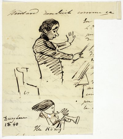 Szkice dyrygenta i trębacza autorstwa Alfred Edward Chalon