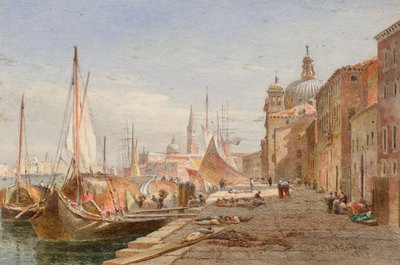 Barki na nabrzeżu, Wenecja autorstwa Alfred Edward Goodall
