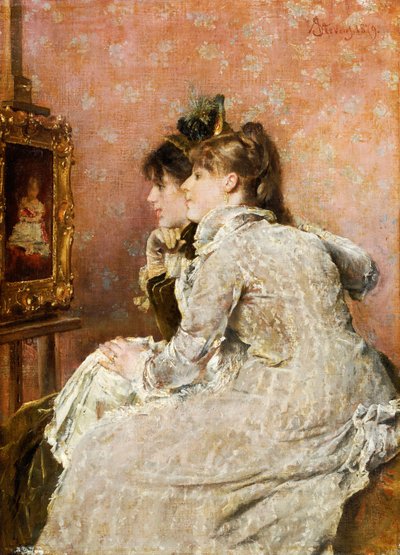 Podziwianie portretu, 1879 autorstwa Alfred Emile Stevens