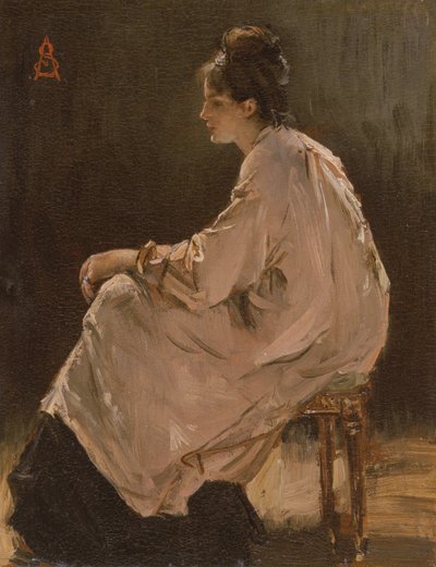 Seated Girl (öljy aluksella) kiillotusaine autorstwa Alfred Emile Stevens