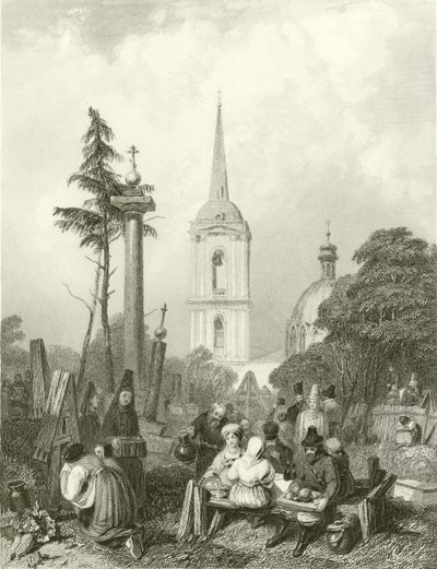 Cmentarz kościoła smoleńskiego autorstwa Alfred Gomersal Vickers
